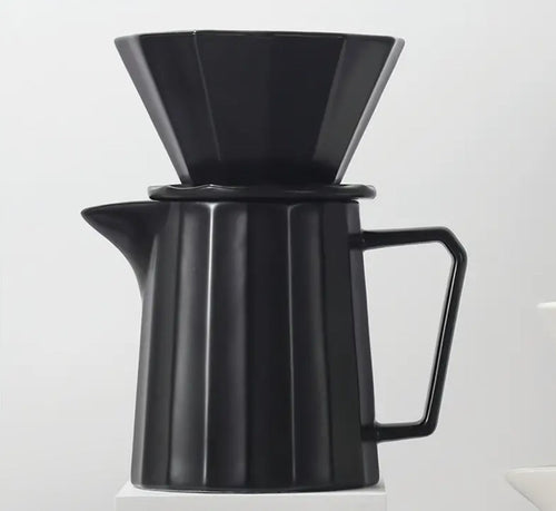 Hand Brew Coffee Pot Set (Ceramic) in Black or White