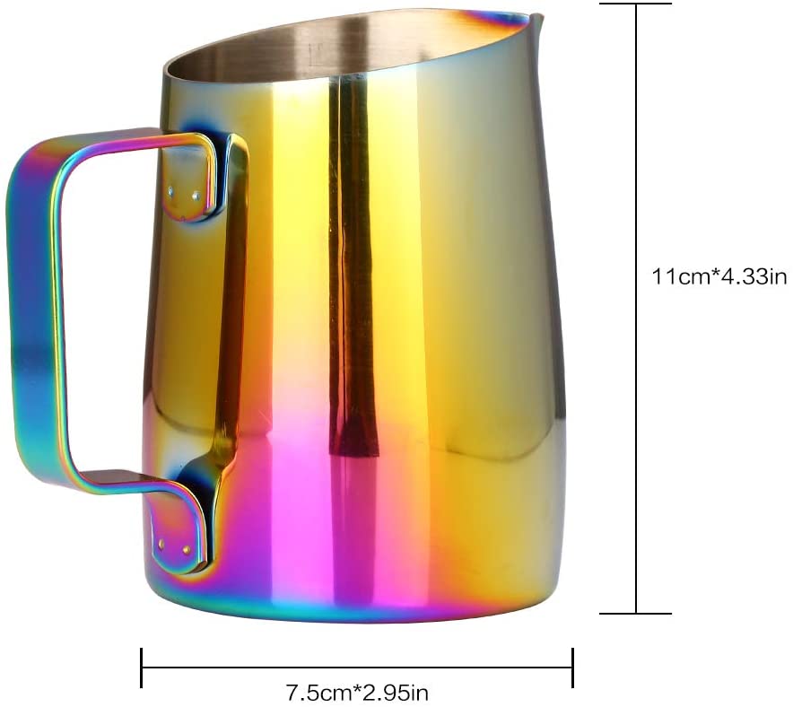 Dianoo Espresso Steaming Pitcher, Espresso Milk Frothing Pitcher Stainless Steel, Coffee Latte Art Cup 420ML