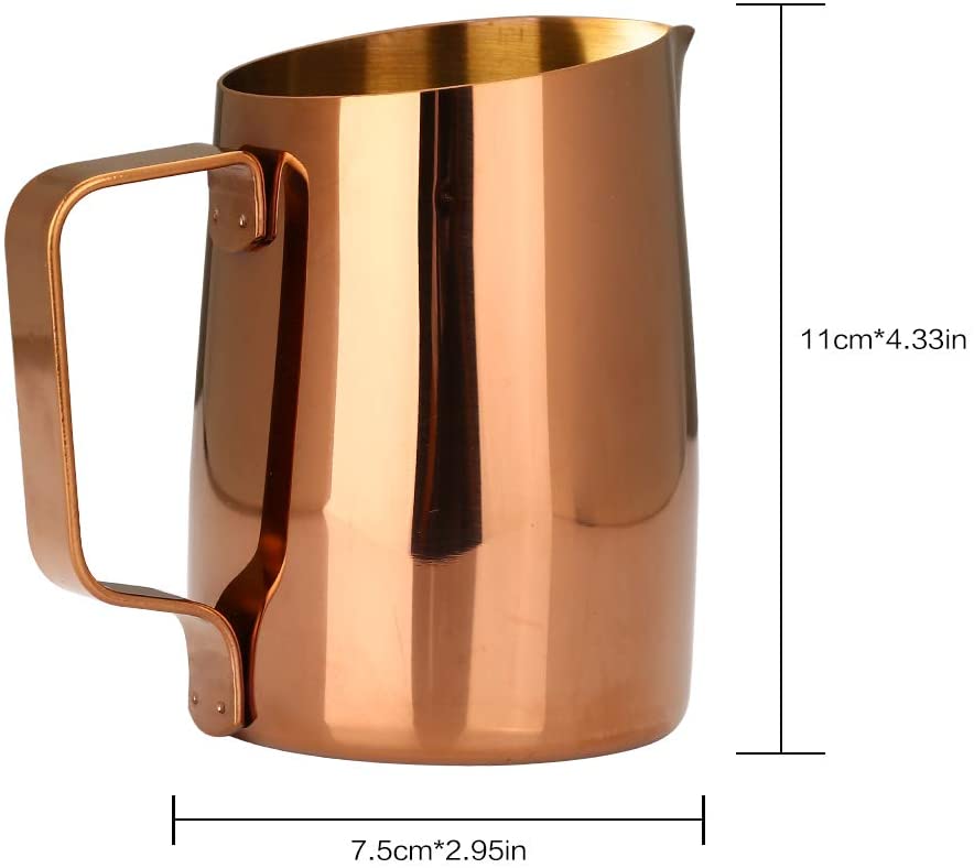 Dianoo Espresso Steaming Pitcher, Espresso Milk Frothing Pitcher Stainless Steel, Coffee Latte Art Cup 420ML