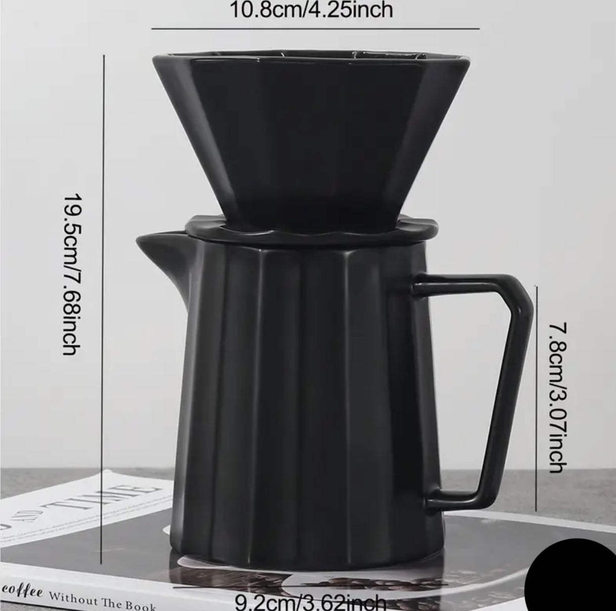 Hand Brew Coffee Pot Set (Ceramic) in Black or White