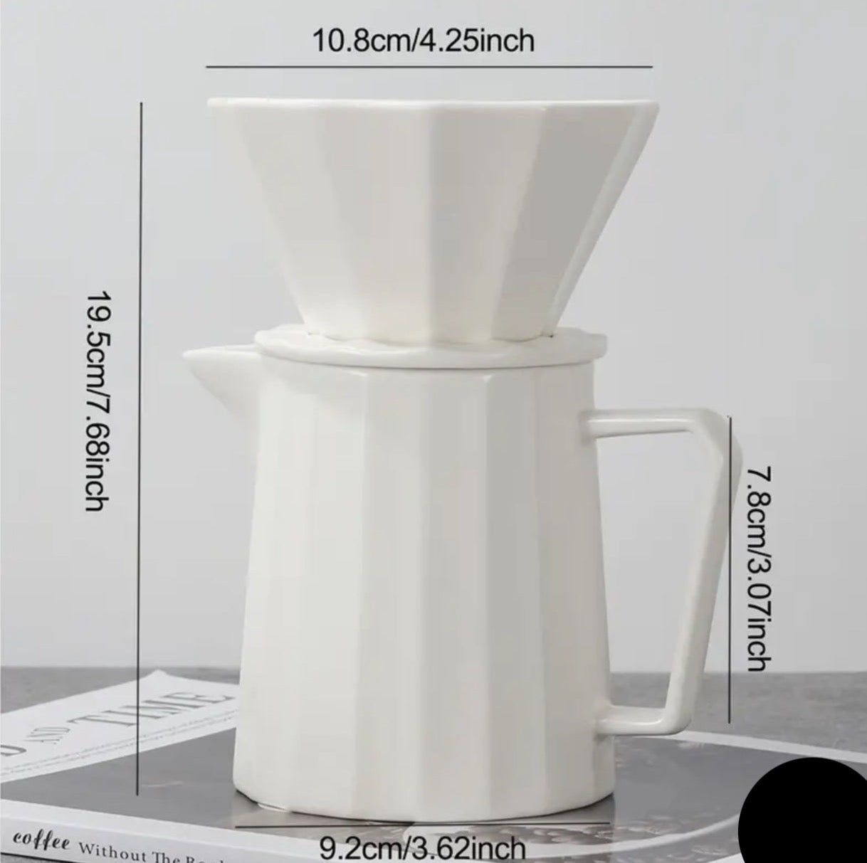 Hand Brew Coffee Pot Set (Ceramic) in Black or White