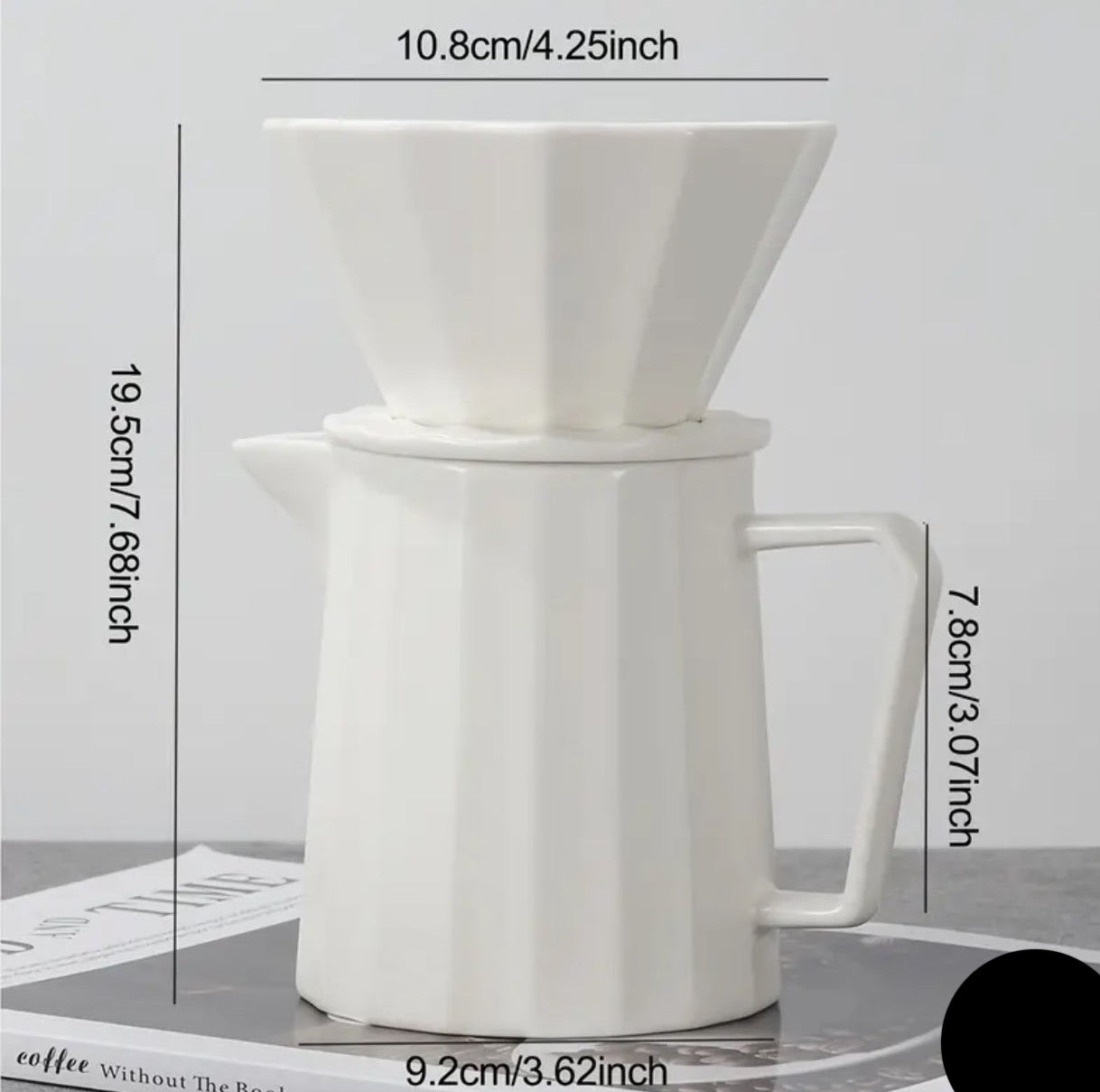 Hand Brew Coffee Pot Set (Ceramic) in Black or White